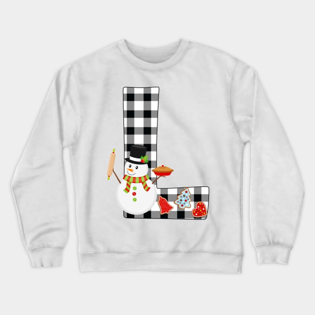 BW Buffalo Checks Pattern Monogram L | Snowman Crewneck Sweatshirt by ExpressYourSoulTees